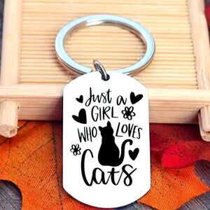 Cat Lover Stainless Steel Keychain Just a Girl That Loves Cats Gift